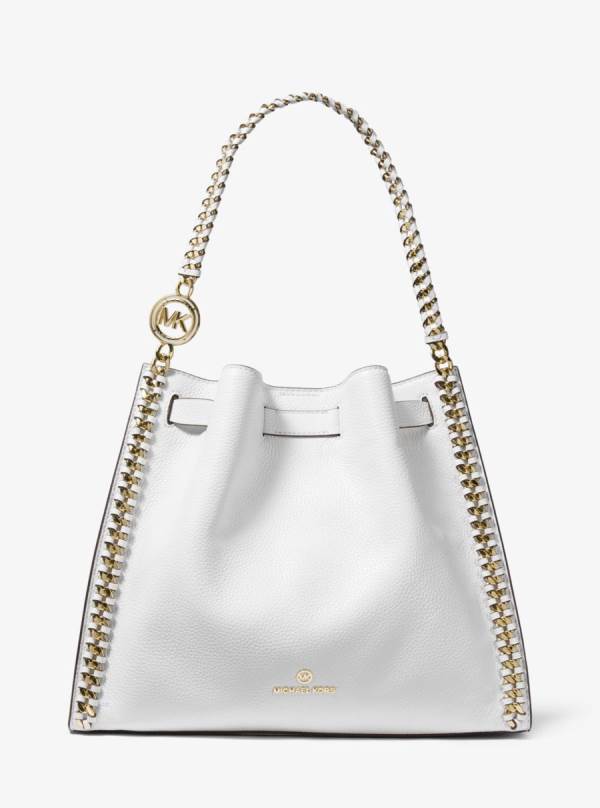Damske Taška Cez Rameno Michael Kors Mina Large Pebbled Leather Biele - Kabelky Michael Kors Nejlevnejsi | GTMNO-9164